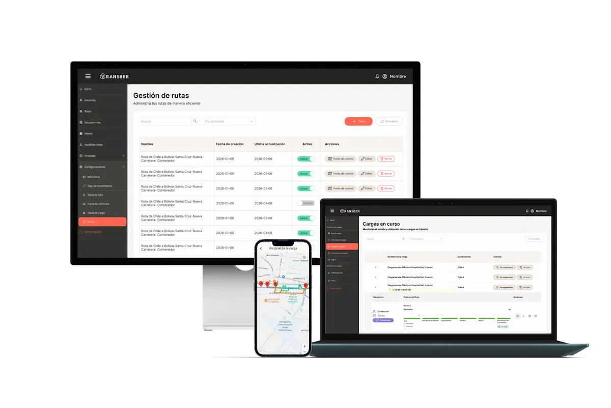 Panel de gestión logística Transber